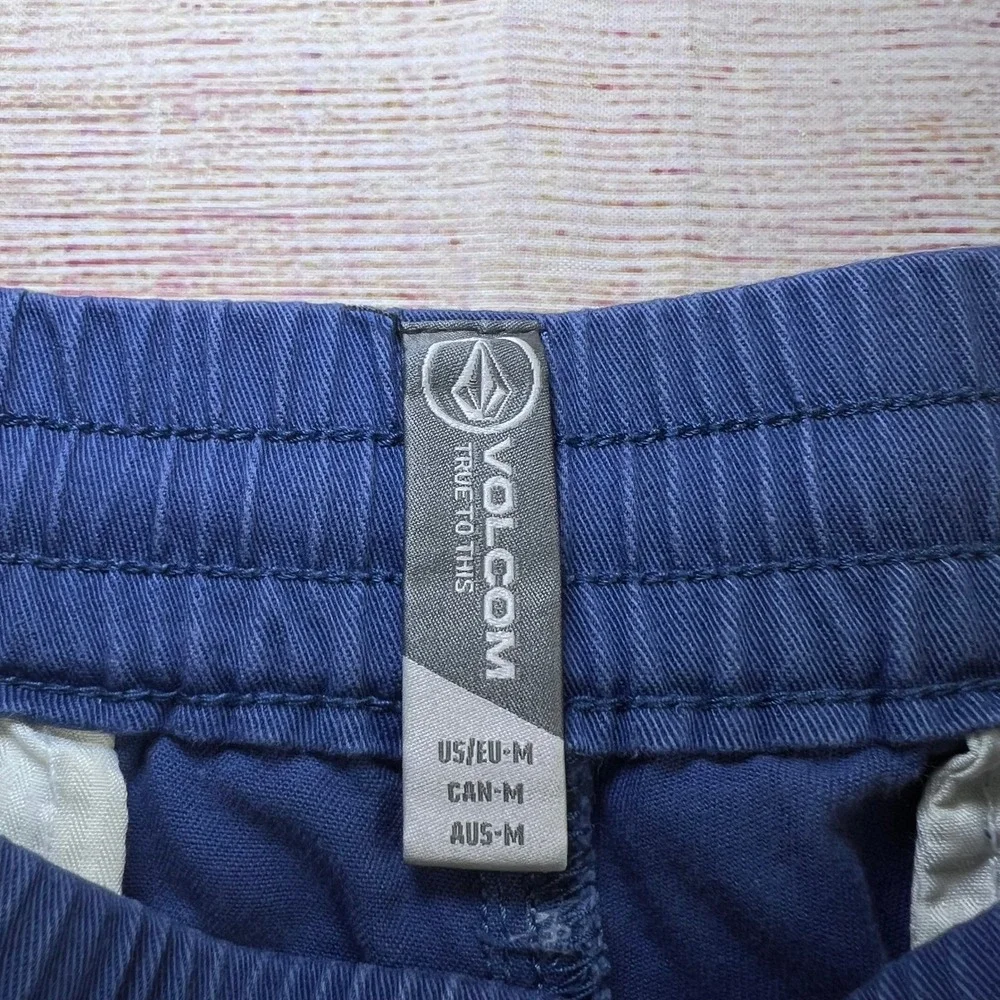 Volcom Frickin‎ Elastic Waist Shorts Mens Medium Blue Chino Drawstring